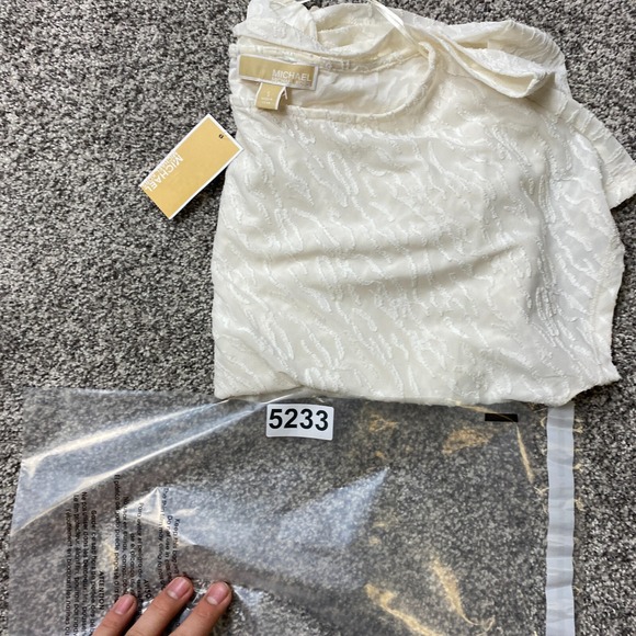 Michael Kors blouse womens small White Sheer Tie bow Summer overlay Elegant - Picture 9 of 9